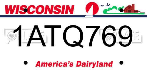 1ATQ769 Wisconsin License Plate