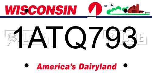 1ATQ793 Wisconsin License Plate