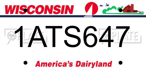 1ATS647 Wisconsin License Plate