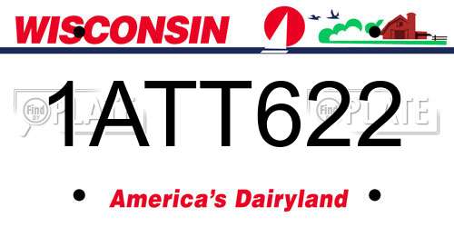 1ATT622 Wisconsin License Plate