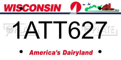 1ATT627 Wisconsin License Plate