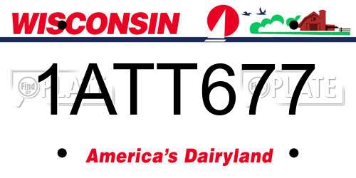 1ATT677 Wisconsin License Plate