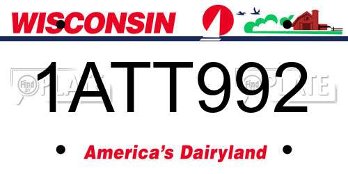 1ATT992 Wisconsin License Plate