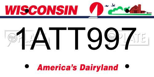 1ATT997 Wisconsin License Plate