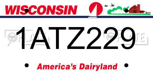 1ATZ229 Wisconsin License Plate