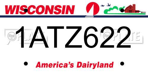 1ATZ622 Wisconsin License Plate