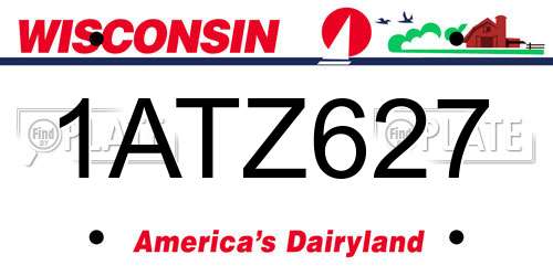 1ATZ627 Wisconsin License Plate