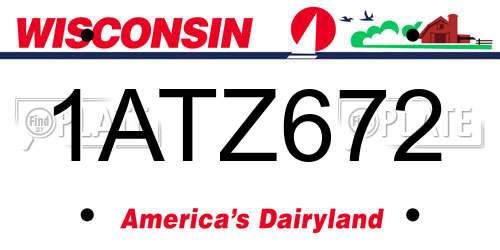 1ATZ672 Wisconsin License Plate