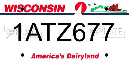 1ATZ677 Wisconsin License Plate