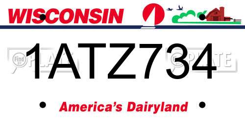 1ATZ734 Wisconsin License Plate