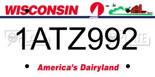 1ATZ992 Wisconsin License Plate
