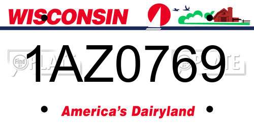 1AZ0769 Wisconsin License Plate