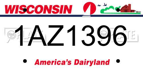 1AZ1396 Wisconsin License Plate