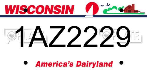 1AZ2229 Wisconsin License Plate
