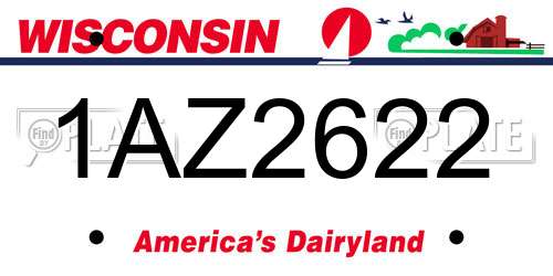 1AZ2622 Wisconsin License Plate