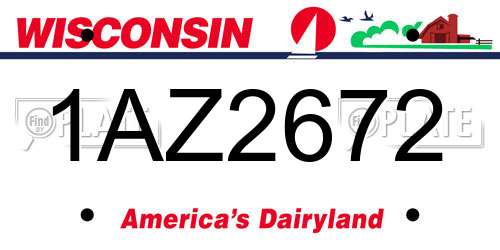 1AZ2672 Wisconsin License Plate