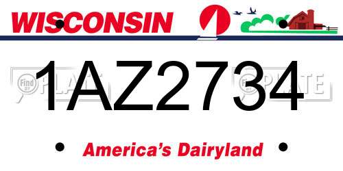 1AZ2734 Wisconsin License Plate
