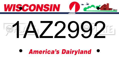 1AZ2992 Wisconsin License Plate
