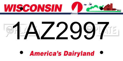 1AZ2997 Wisconsin License Plate