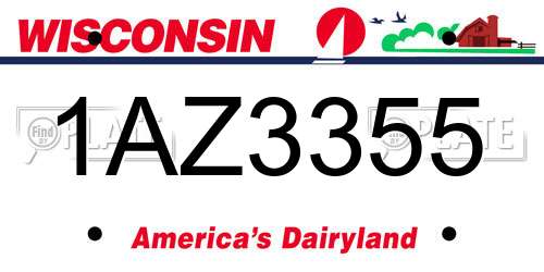 1AZ3355 Wisconsin License Plate