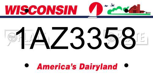 1AZ3358 Wisconsin License Plate