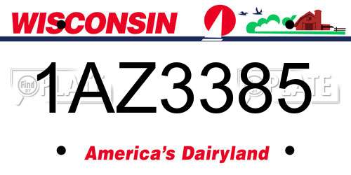 1AZ3385 Wisconsin License Plate