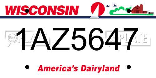 1AZ5647 Wisconsin License Plate