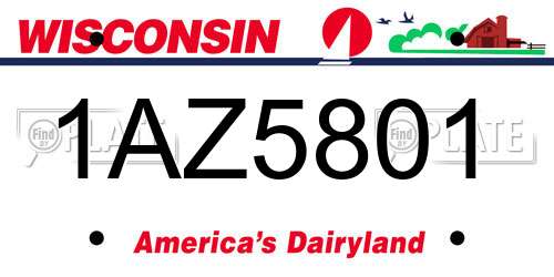 1AZ5801 Wisconsin License Plate