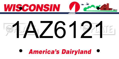 1AZ6121 Wisconsin License Plate