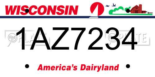 1AZ7234 Wisconsin License Plate