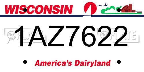1AZ7622 Wisconsin License Plate