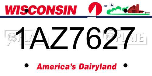 1AZ7627 Wisconsin License Plate