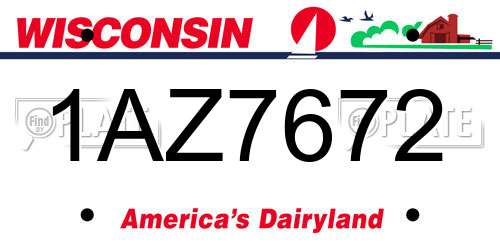 1AZ7672 Wisconsin License Plate
