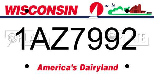 1AZ7992 Wisconsin License Plate