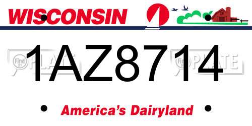 1AZ8714 Wisconsin License Plate