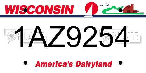 1AZ9254 Wisconsin License Plate