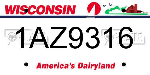 1AZ9316 Wisconsin License Plate