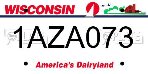 1AZA073 Wisconsin License Plate