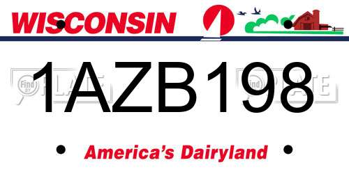 1AZB198 Wisconsin License Plate