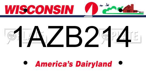 1AZB214 Wisconsin License Plate