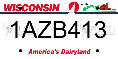 1AZB413 Wisconsin License Plate
