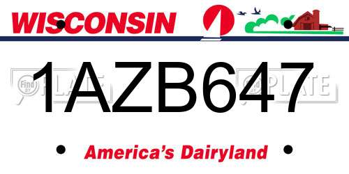 1AZB647 Wisconsin License Plate