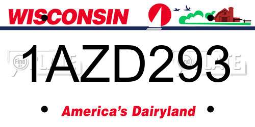 1AZD293 Wisconsin License Plate