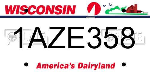 1AZE358 Wisconsin License Plate