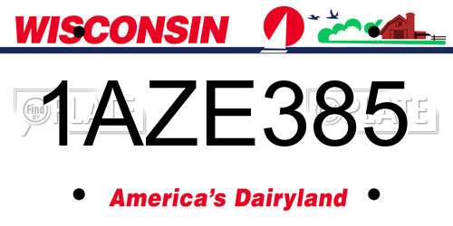 1AZE385 Wisconsin License Plate