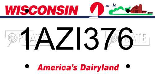 1AZI376 Wisconsin License Plate