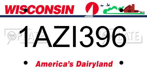 1AZI396 Wisconsin License Plate