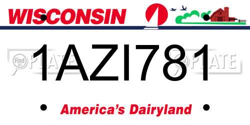 1AZI781 Wisconsin License Plate