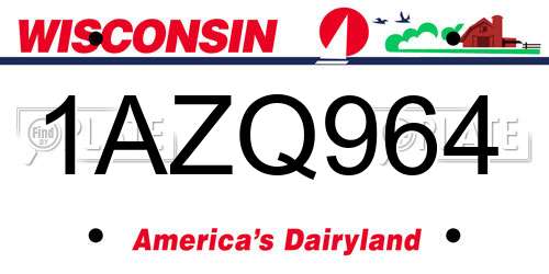 1AZQ964 Wisconsin License Plate
