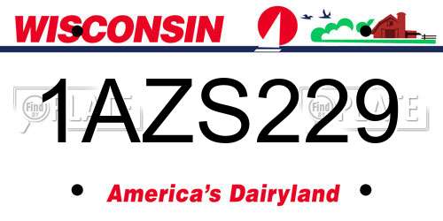 1AZS229 Wisconsin License Plate